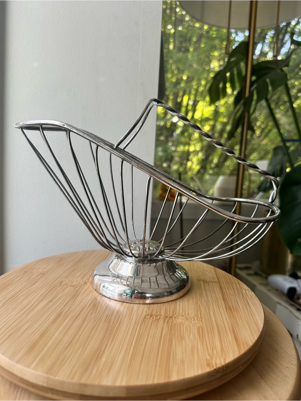 Vintage Italian Silver-Plated Wine Cradle / Serving Basket